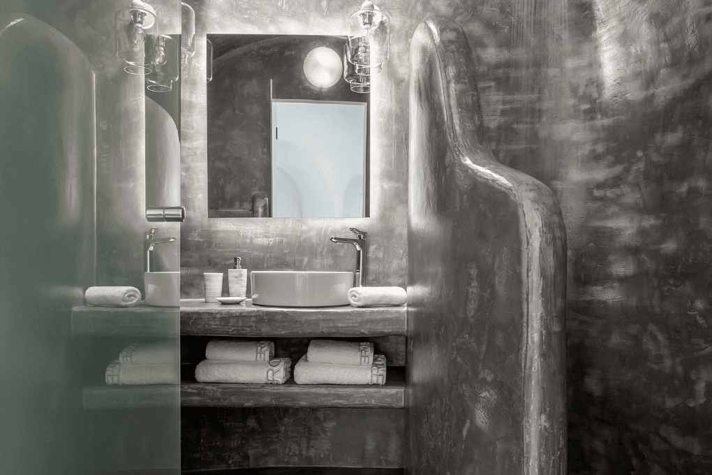 Erossea Villa Santorini Bathroom Mirror Close up