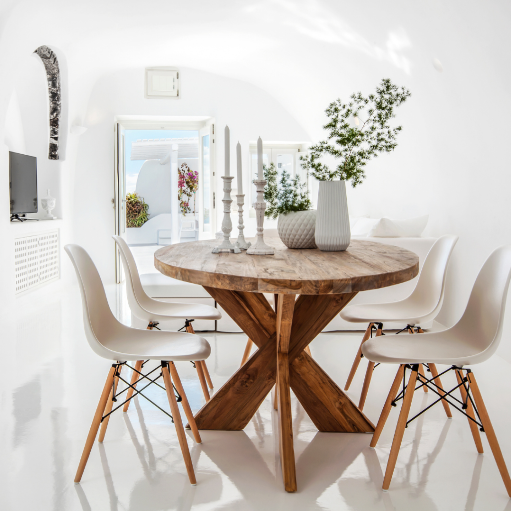 Elegant interior of Erossea Villa in Imerovigli Santorini